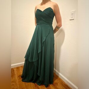 NWT Lulus Emerald Green Pleated Strapless Maxi Dress